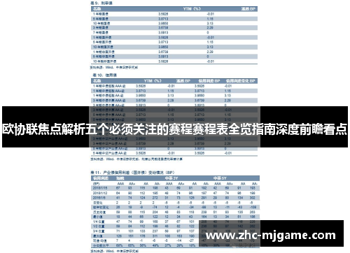 欧协联焦点解析五个必须关注的赛程赛程表全览指南深度前瞻看点